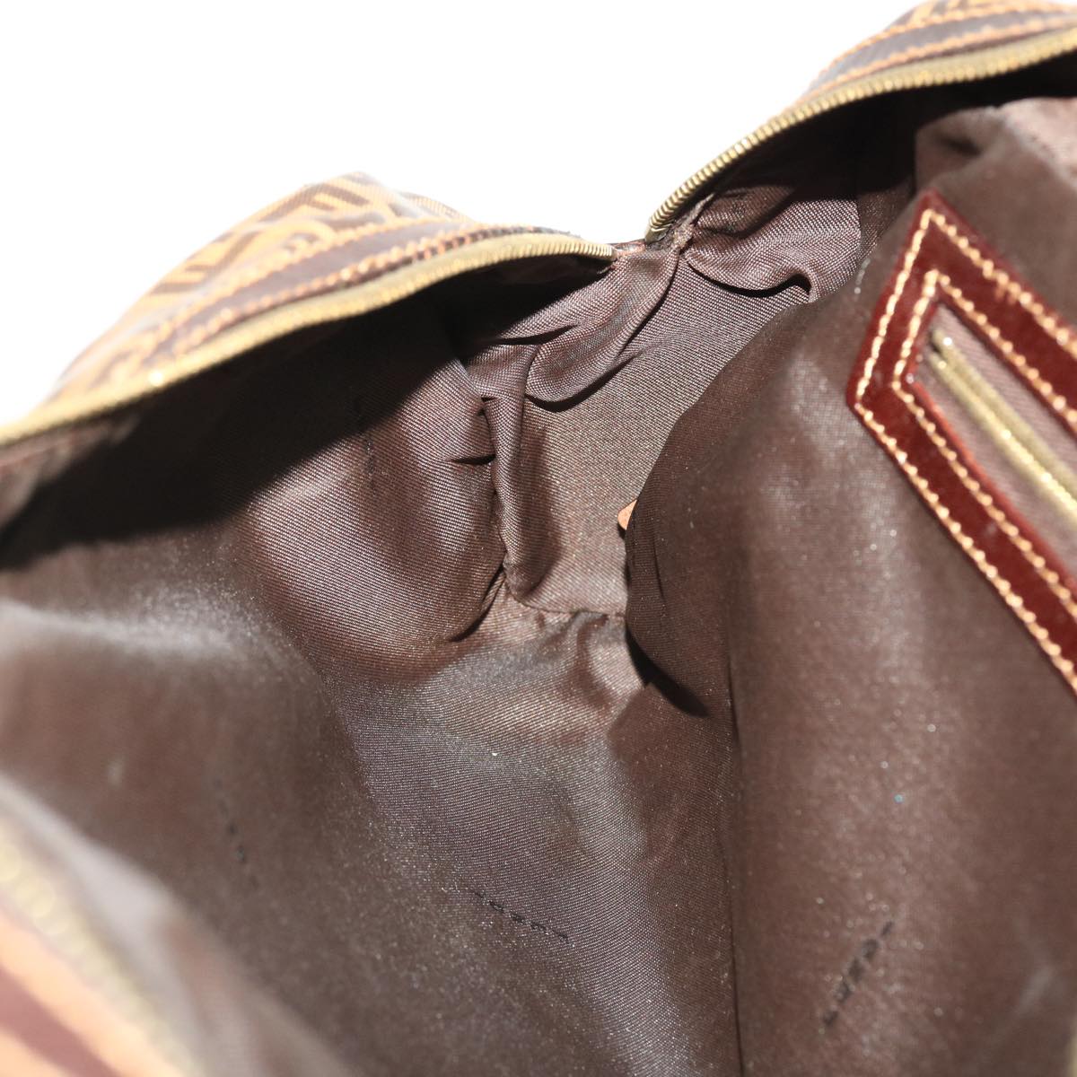 FENDI Zucchino Canvas Hand Bag Coated Canvas Brown 49107