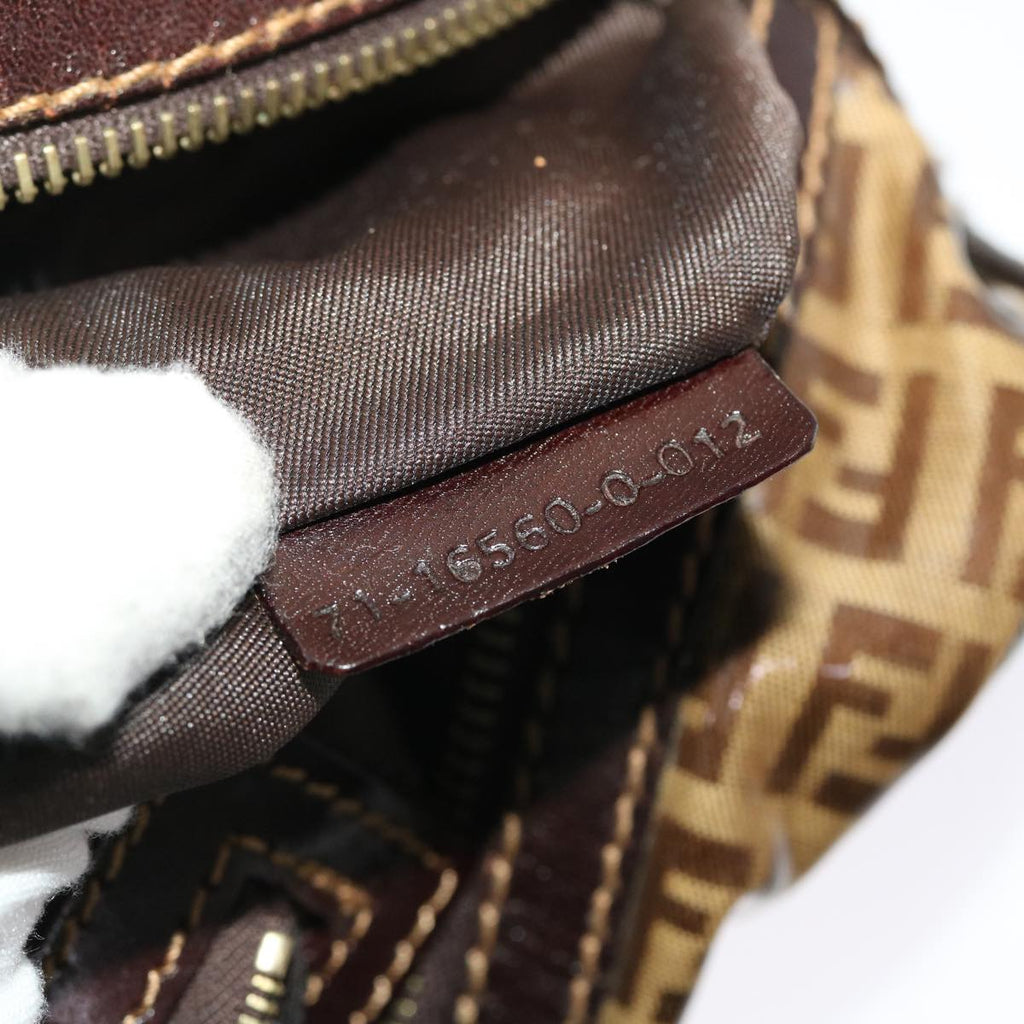 FENDI Zucchino Canvas Hand Bag Coated Canvas Brown 49107