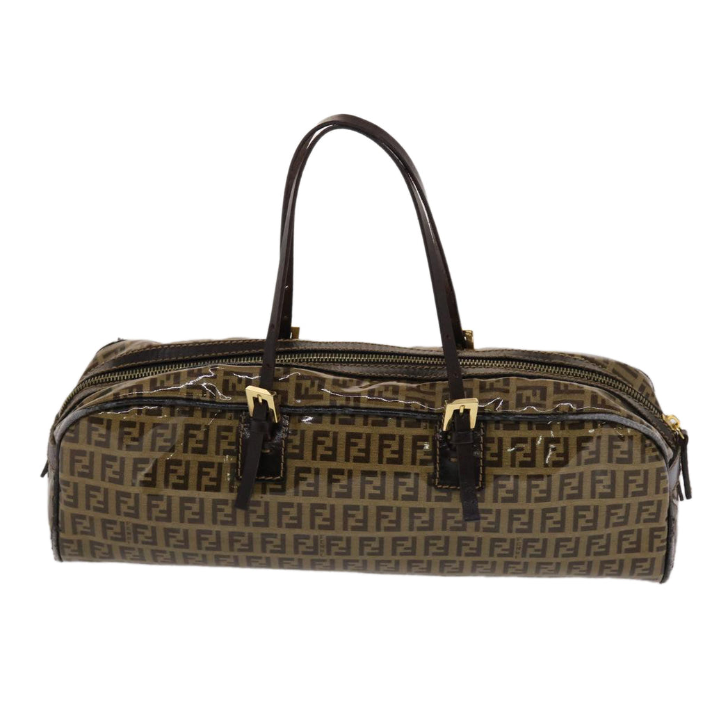 FENDI Zucchino Canvas Hand Bag Coated Canvas Brown 49107