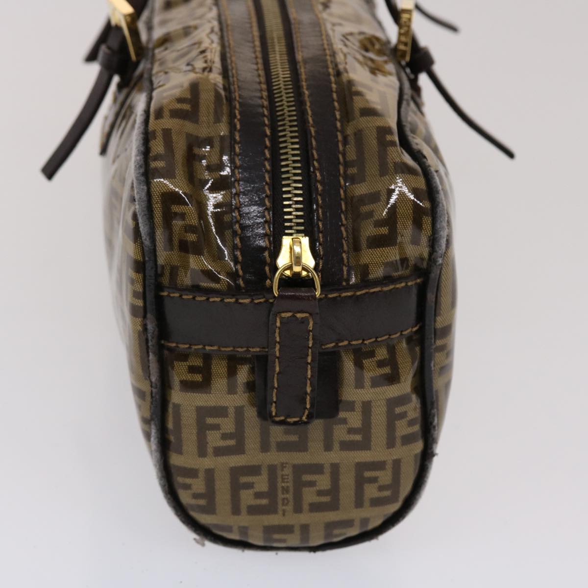 FENDI Zucchino Canvas Hand Bag Coated Canvas Brown 49107