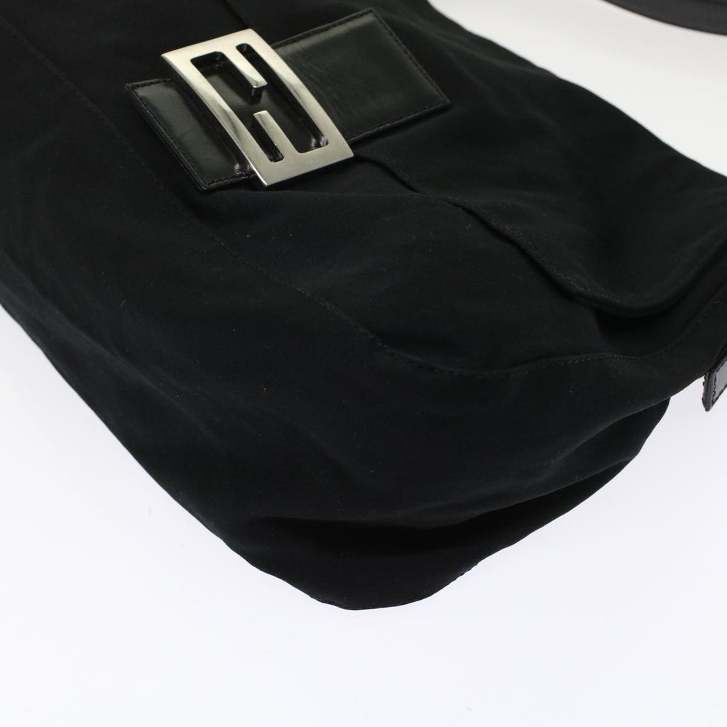 FENDI Mamma Baguette Shoulder Bag Nylon Leather Black 49109