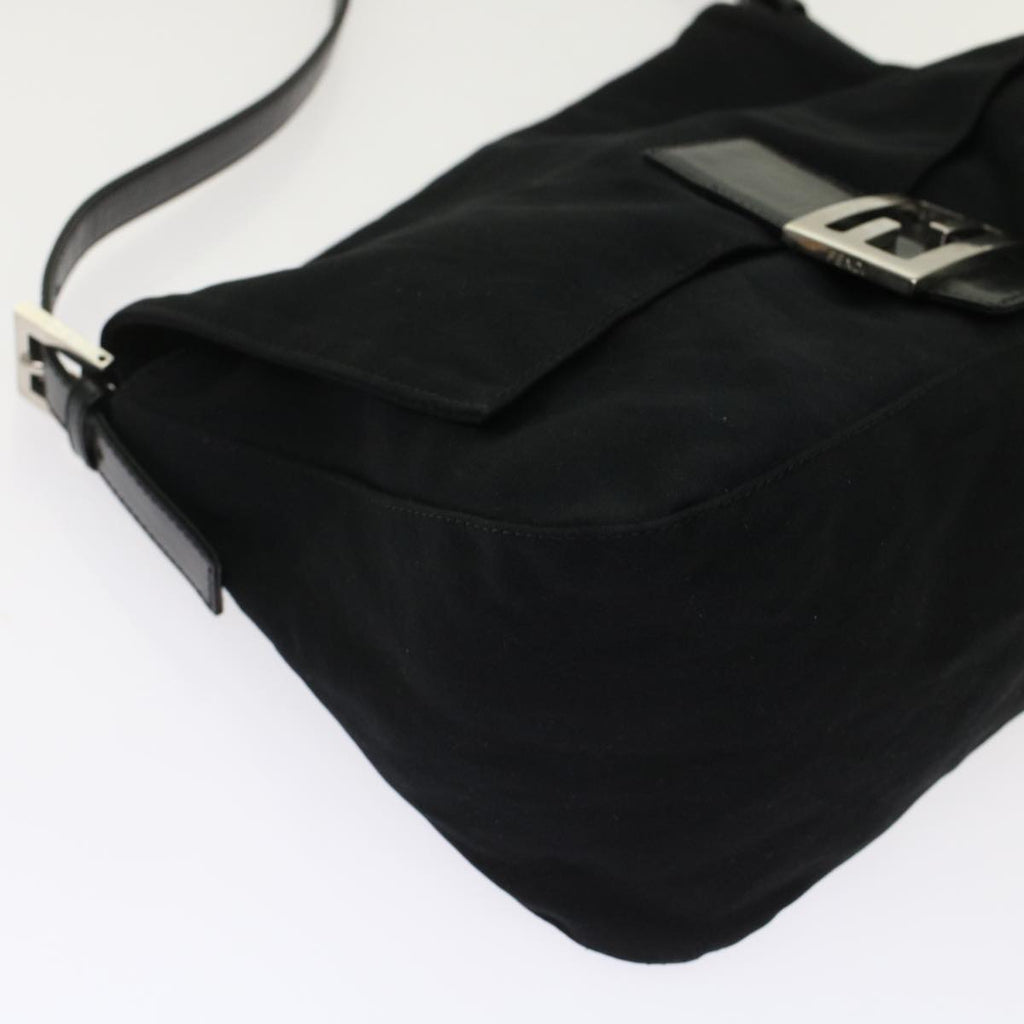 FENDI Mamma Baguette Shoulder Bag Nylon Leather Black 49109