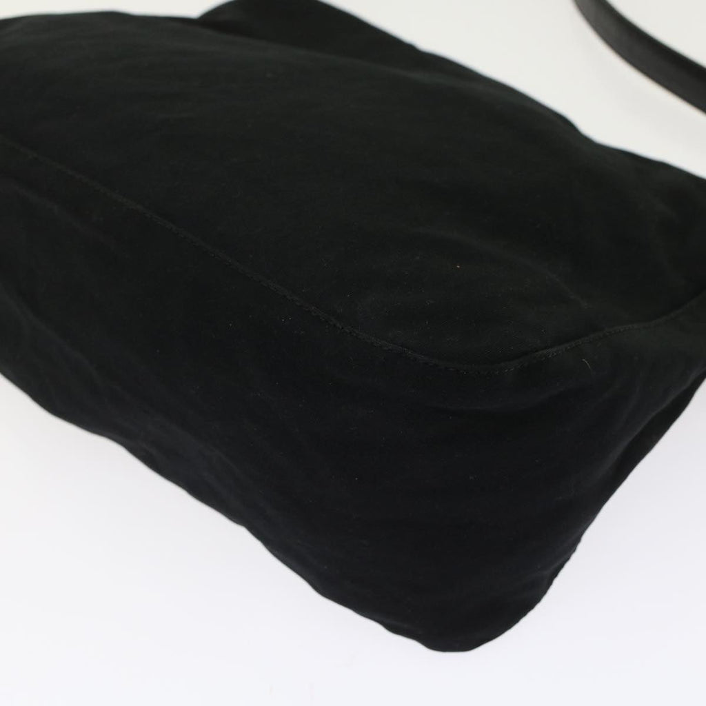 FENDI Mamma Baguette Shoulder Bag Nylon Leather Black 49109
