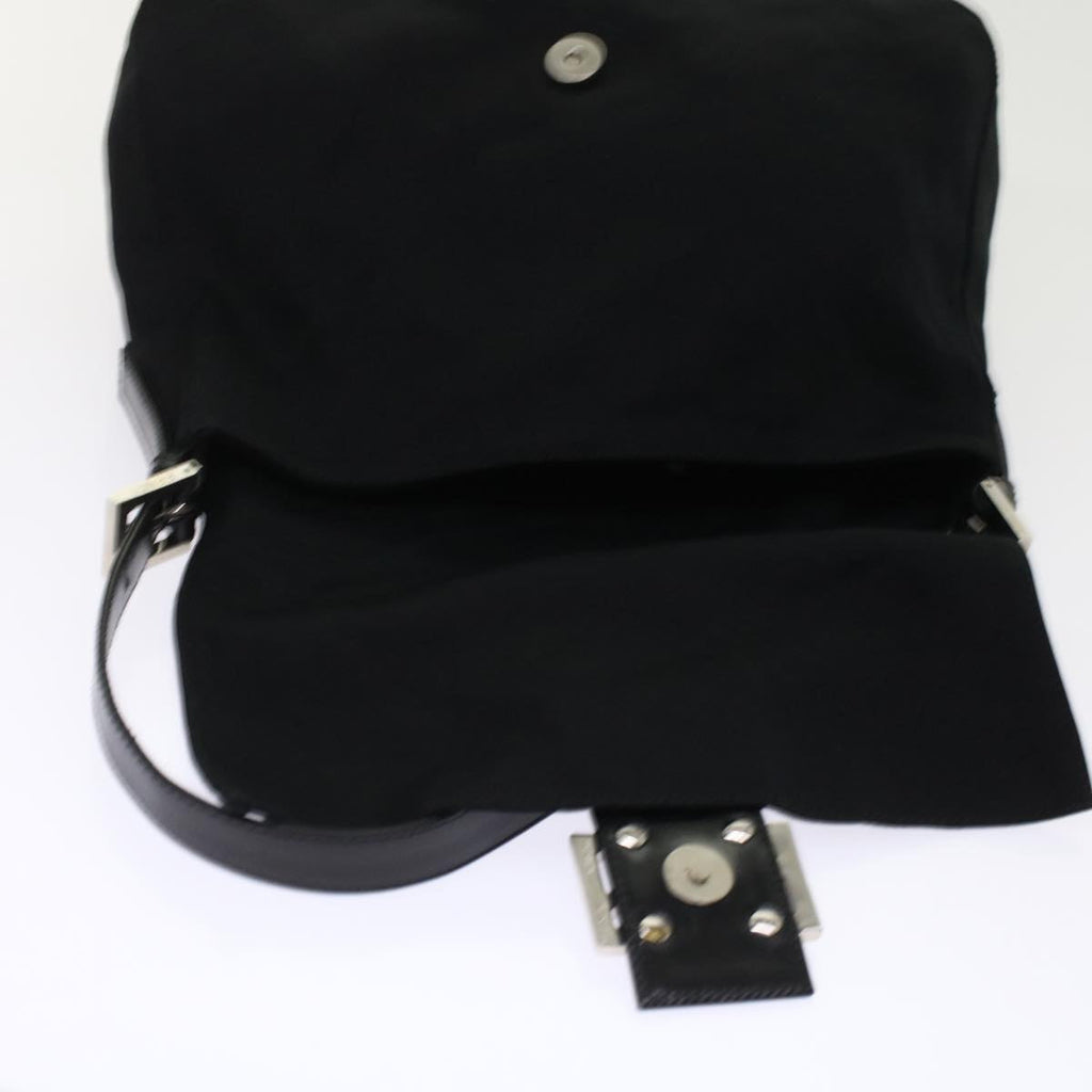 FENDI Mamma Baguette Shoulder Bag Nylon Leather Black 49109