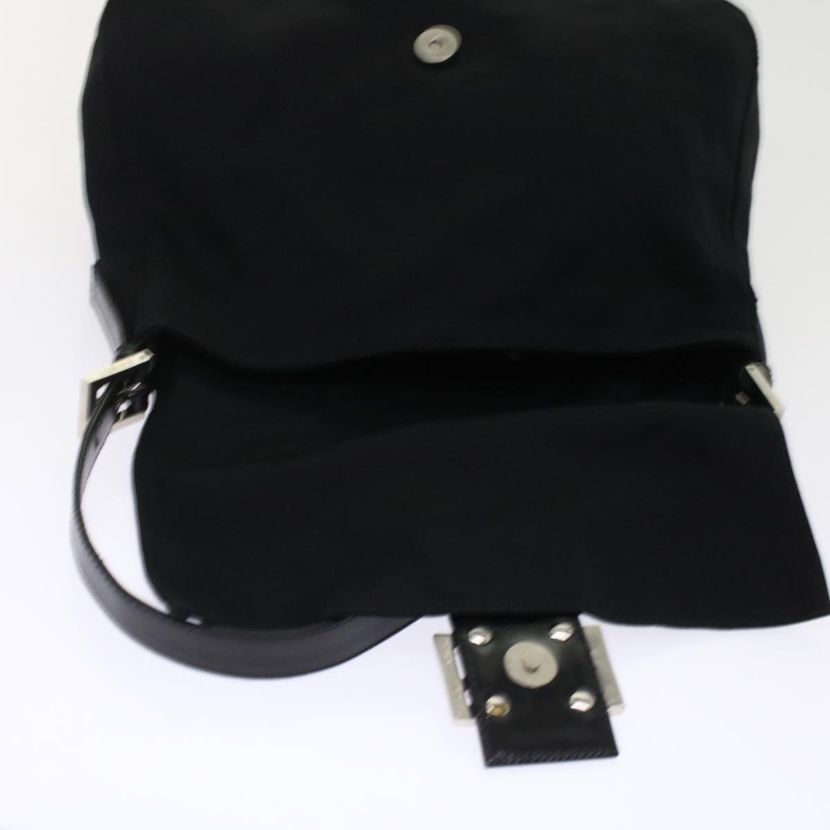 FENDI Mamma Baguette Shoulder Bag Nylon Leather Black 49109