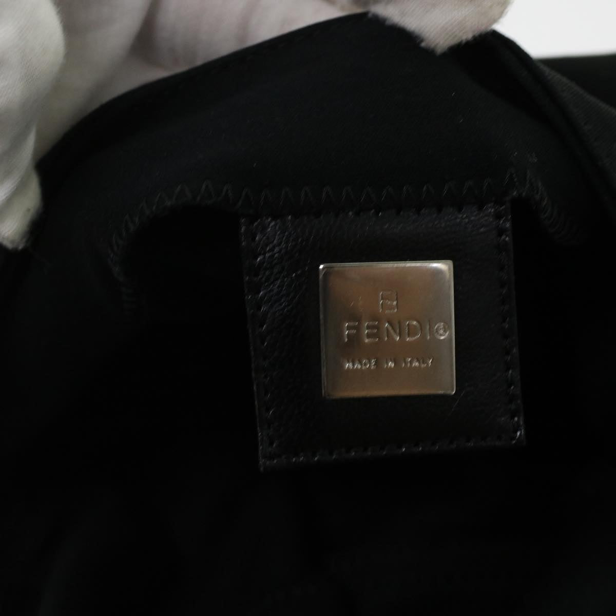 FENDI Mamma Baguette Shoulder Bag Nylon Leather Black 49109