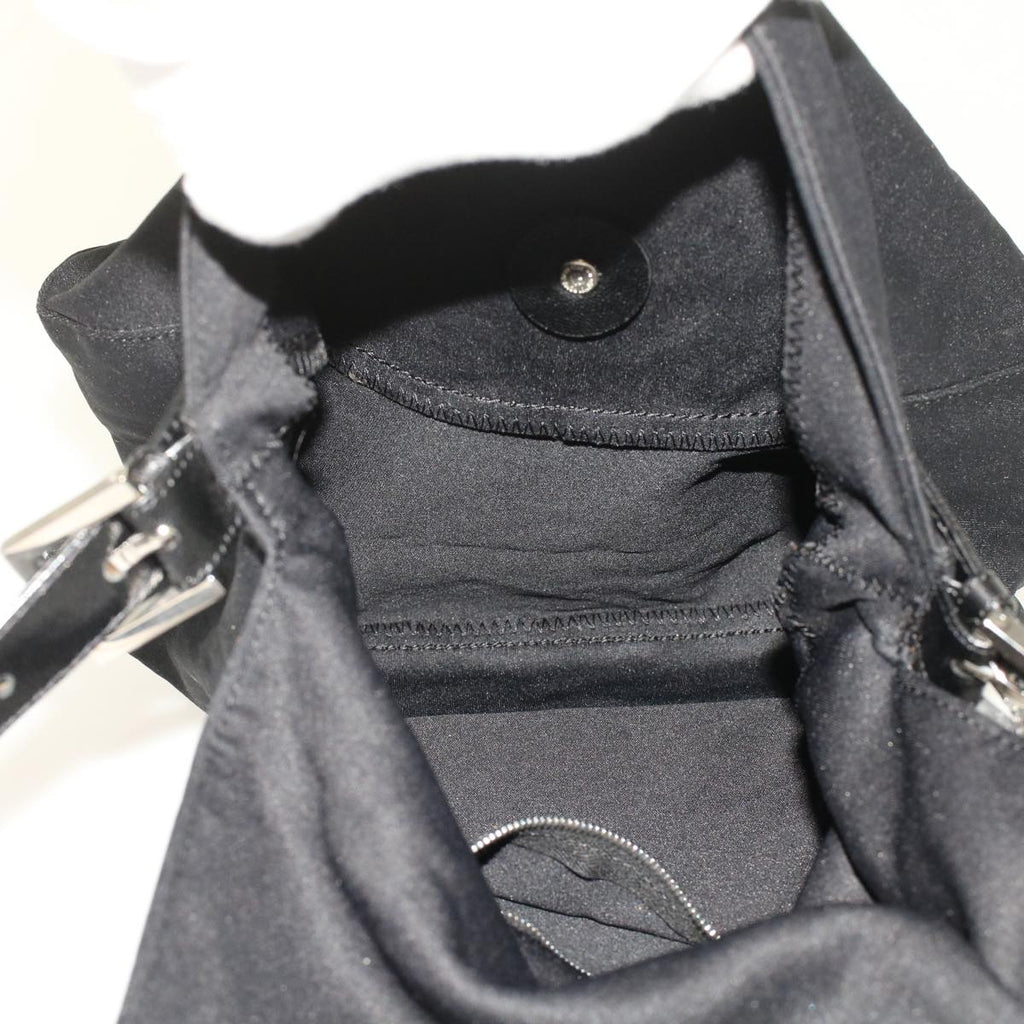 FENDI Mamma Baguette Shoulder Bag Nylon Leather Black 49109
