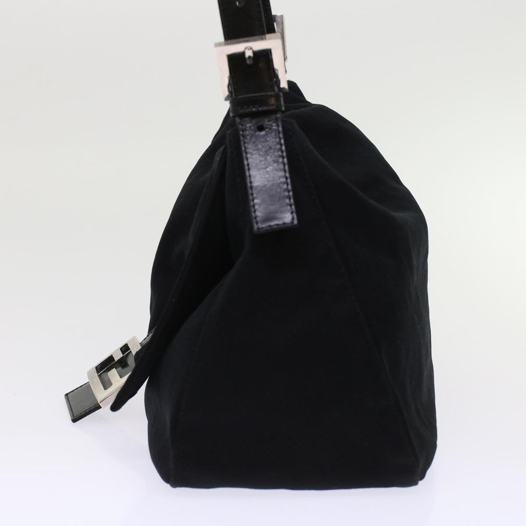 FENDI Mamma Baguette Shoulder Bag Nylon Leather Black 49109