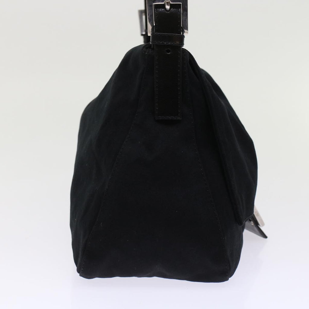 FENDI Mamma Baguette Shoulder Bag Nylon Leather Black 49109
