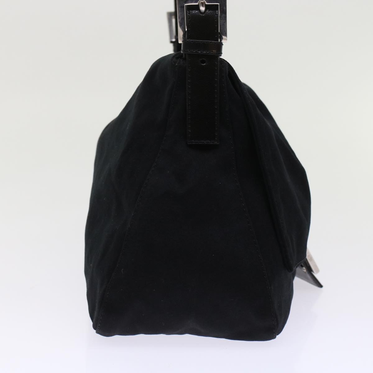 FENDI Mamma Baguette Shoulder Bag Nylon Leather Black 49109