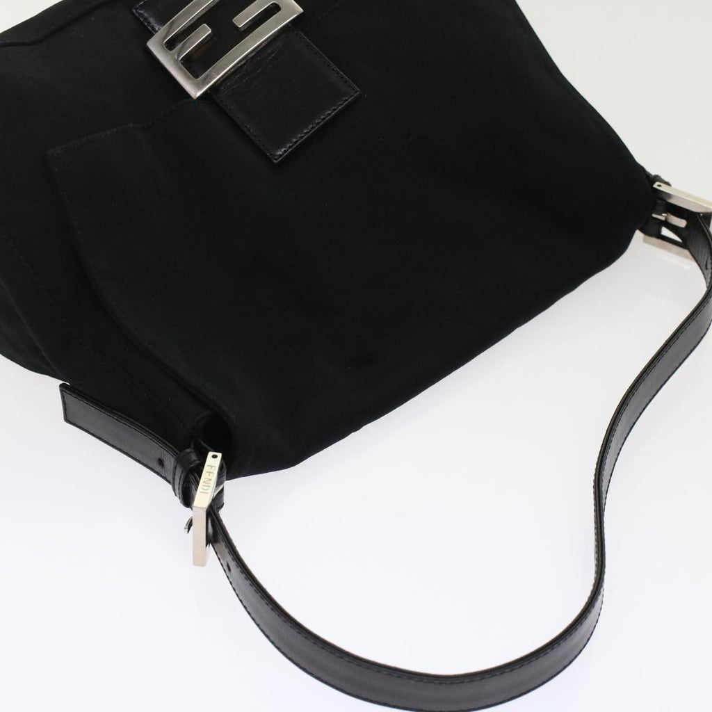 FENDI Mamma Baguette Shoulder Bag Nylon Leather Black 49109