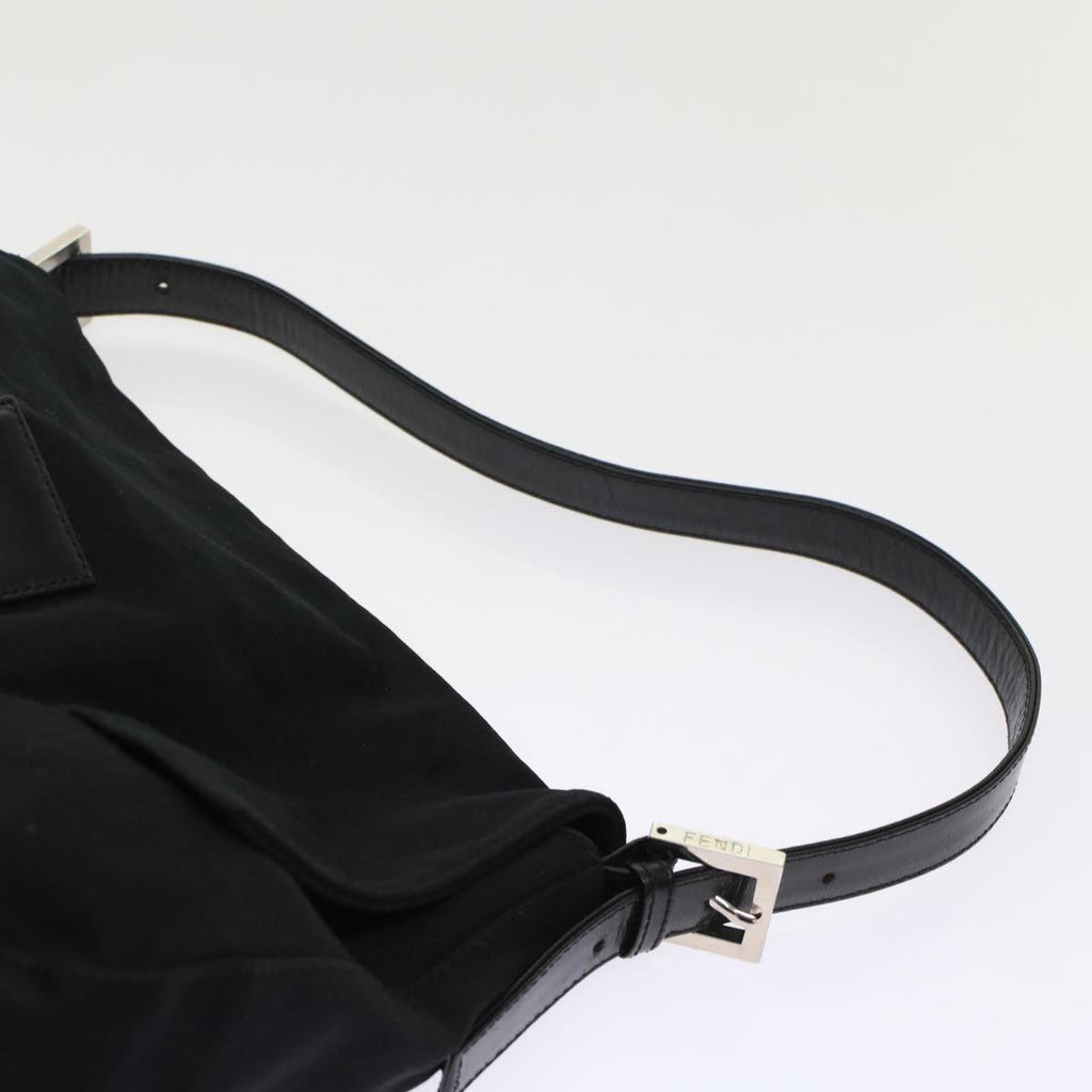 FENDI Mamma Baguette Shoulder Bag Nylon Leather Black 49109