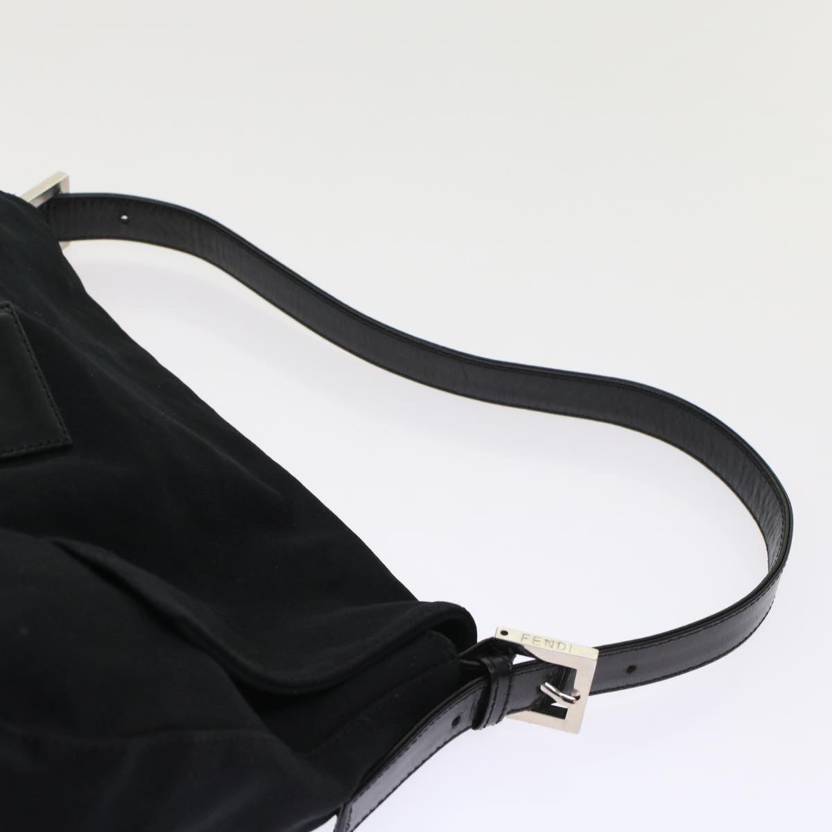 FENDI Mamma Baguette Shoulder Bag Nylon Leather Black 49109