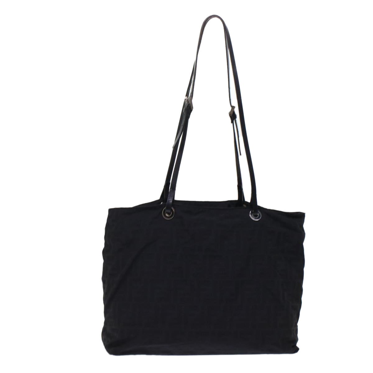 FENDI Zucchino Canvas Shoulder Bag Nylon Leather Black 49110