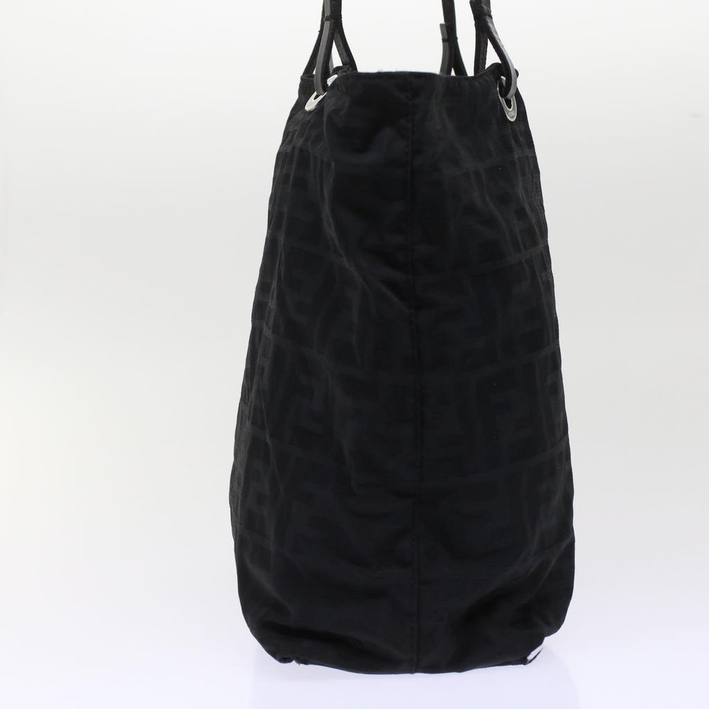 FENDI Zucchino Canvas Shoulder Bag Nylon Leather Black 49110