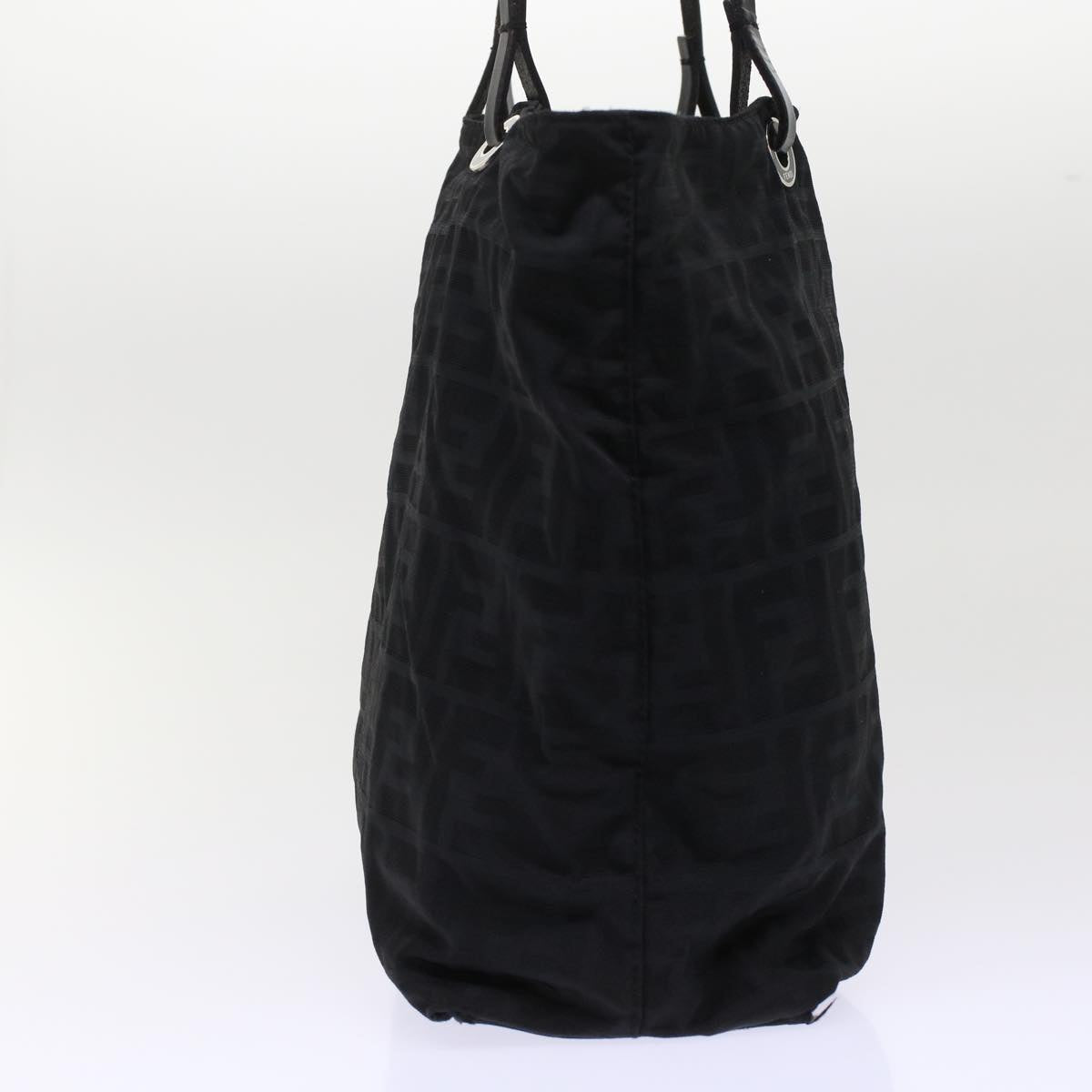 FENDI Zucchino Canvas Shoulder Bag Nylon Leather Black 49110