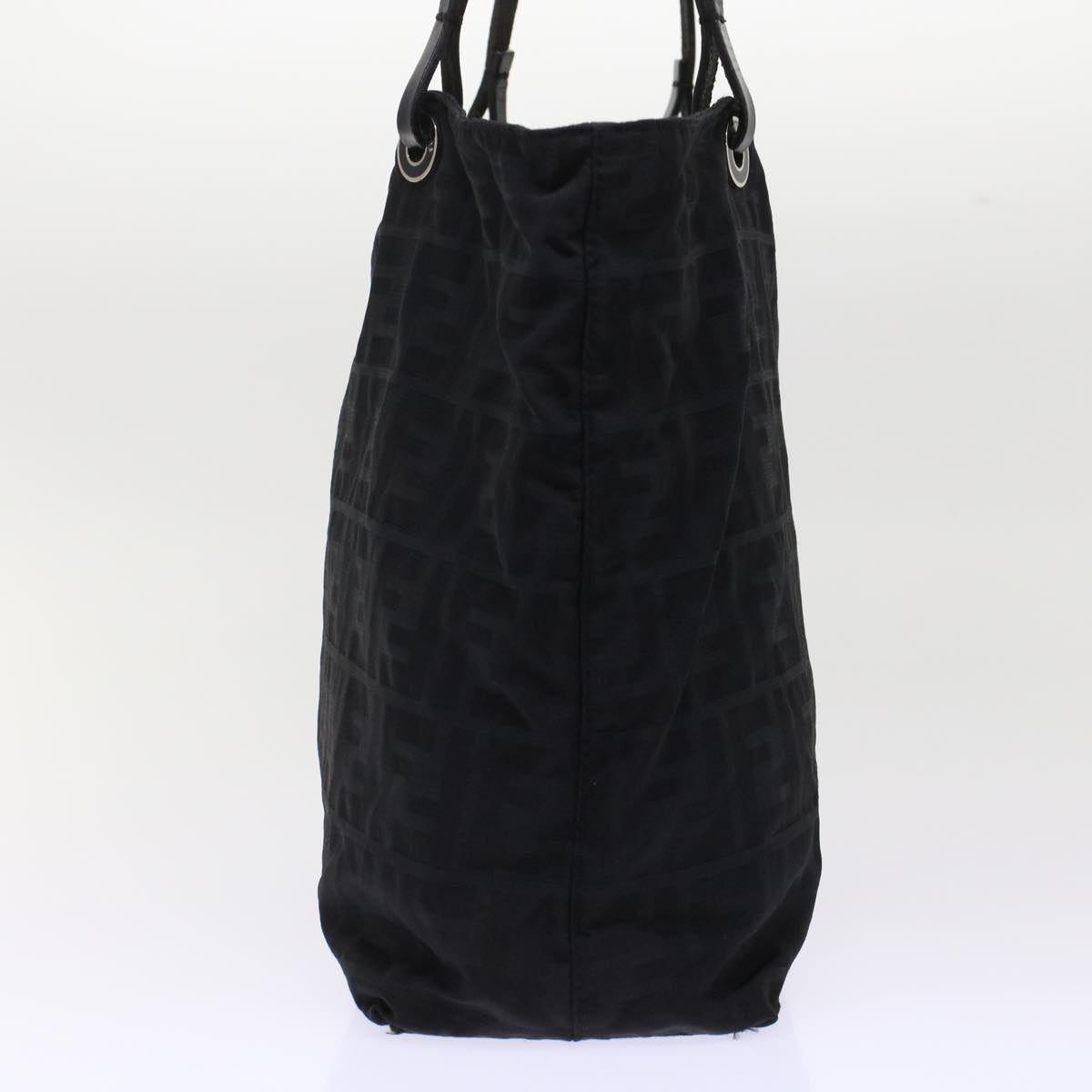 FENDI Zucchino Canvas Shoulder Bag Nylon Leather Black 49110