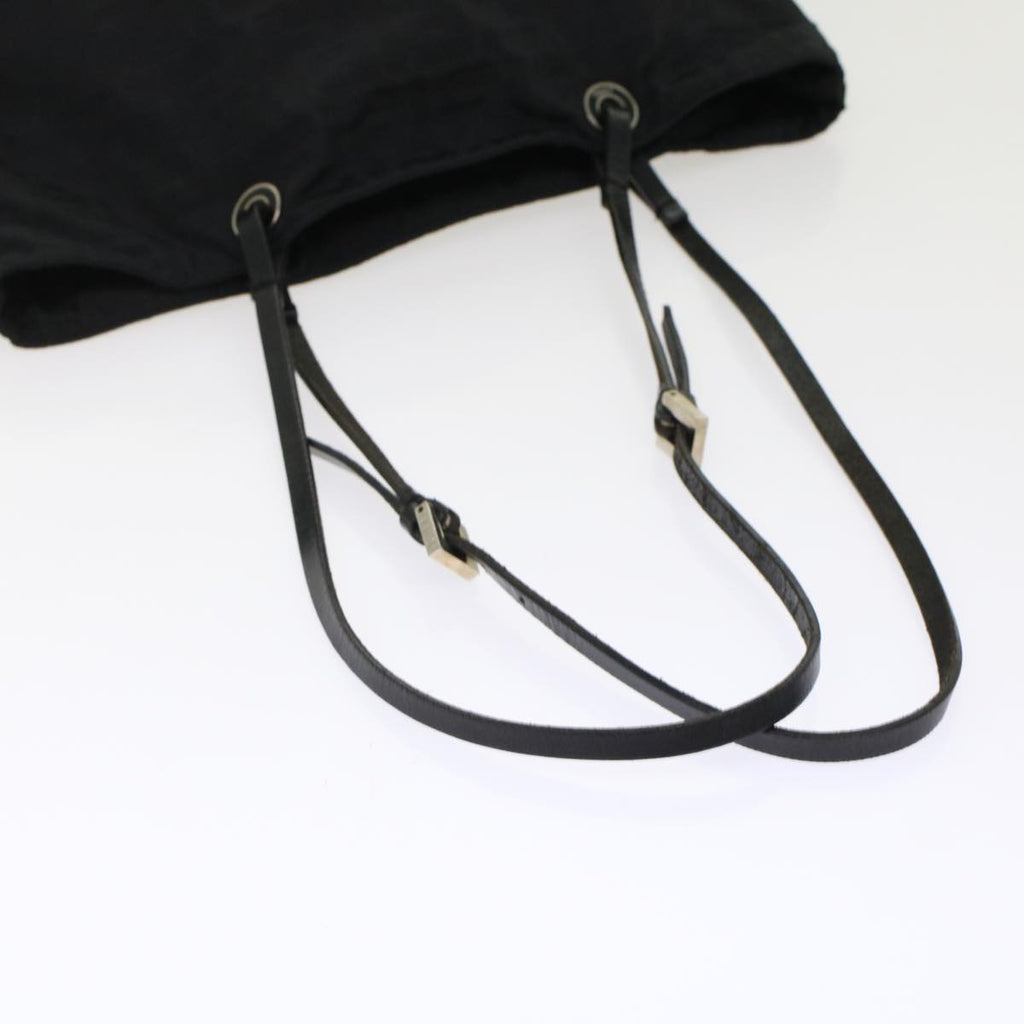 FENDI Zucchino Canvas Shoulder Bag Nylon Leather Black 49110