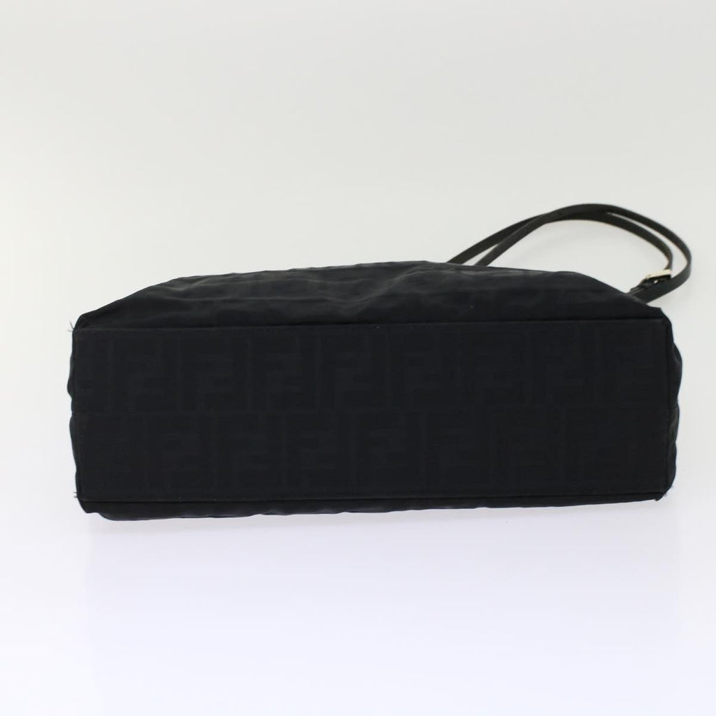 FENDI Zucchino Canvas Shoulder Bag Nylon Leather Black 49110