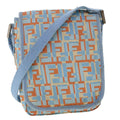 FENDI Zucca Canvas Shoulder Bag Nylon White Light Blue Orange 49111