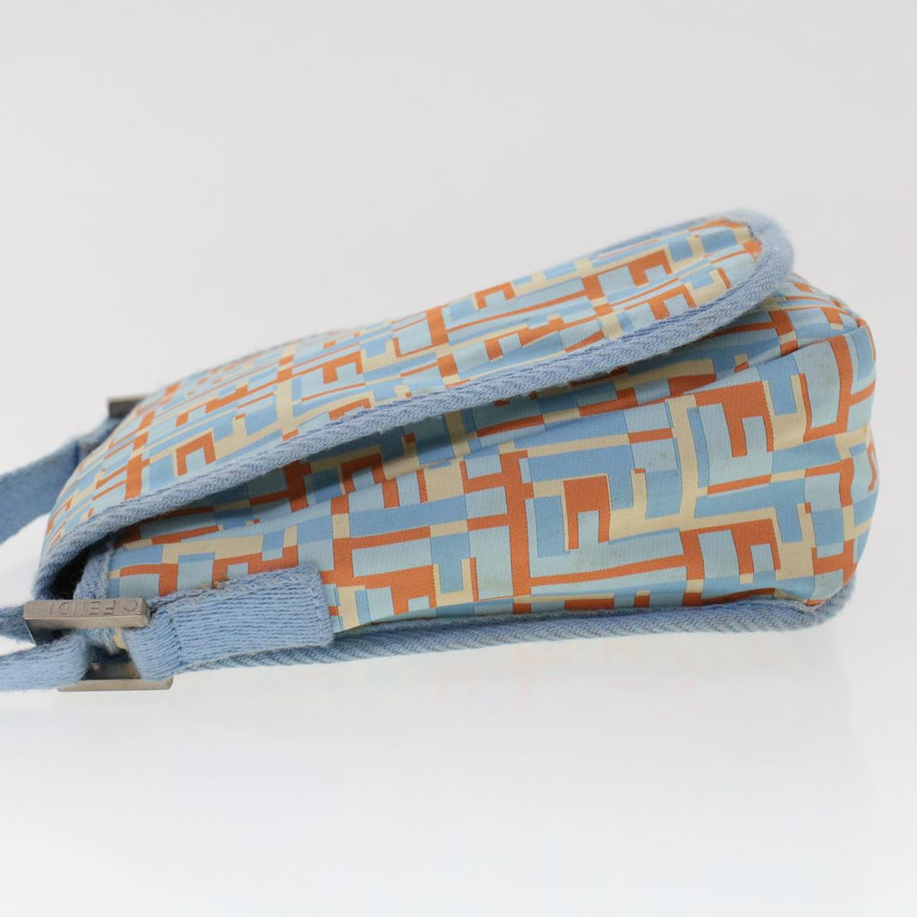 FENDI Zucca Canvas Shoulder Bag Nylon White Light Blue Orange 49111