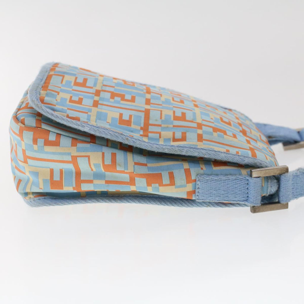 FENDI Zucca Canvas Shoulder Bag Nylon White Light Blue Orange 49111