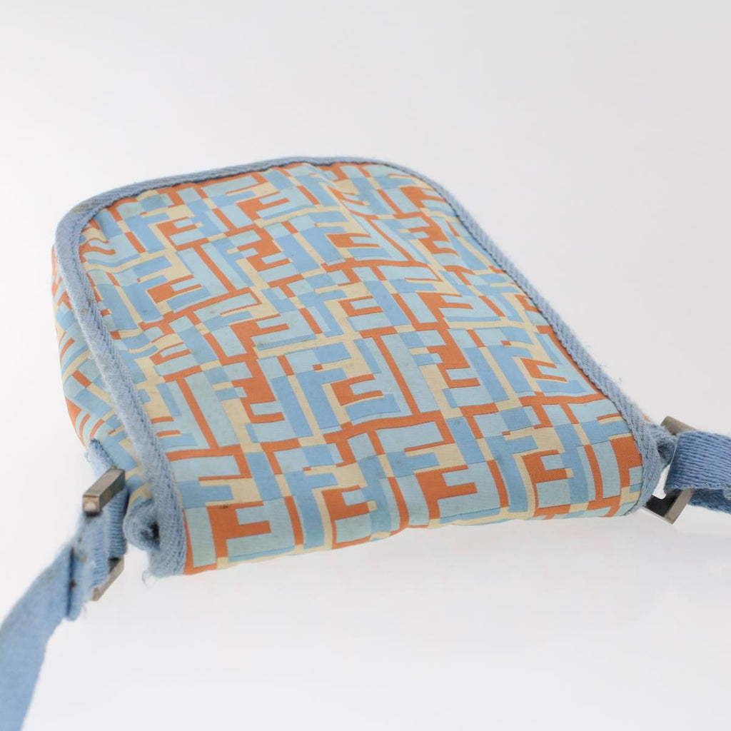 FENDI Zucca Canvas Shoulder Bag Nylon White Light Blue Orange 49111