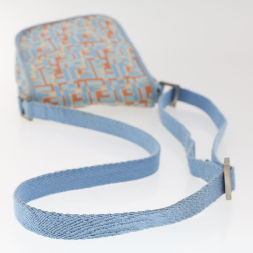 FENDI Zucca Canvas Shoulder Bag Nylon White Light Blue Orange 49111