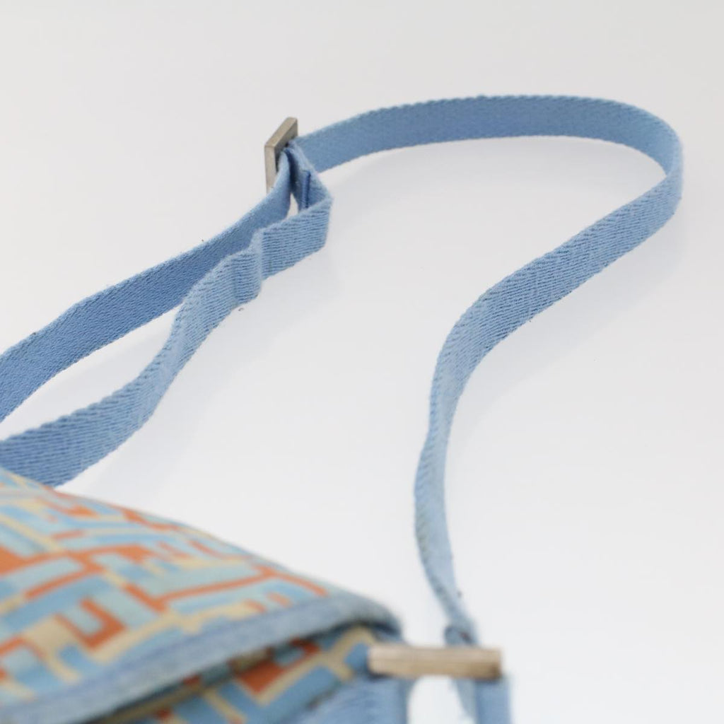 FENDI Zucca Canvas Shoulder Bag Nylon White Light Blue Orange 49111