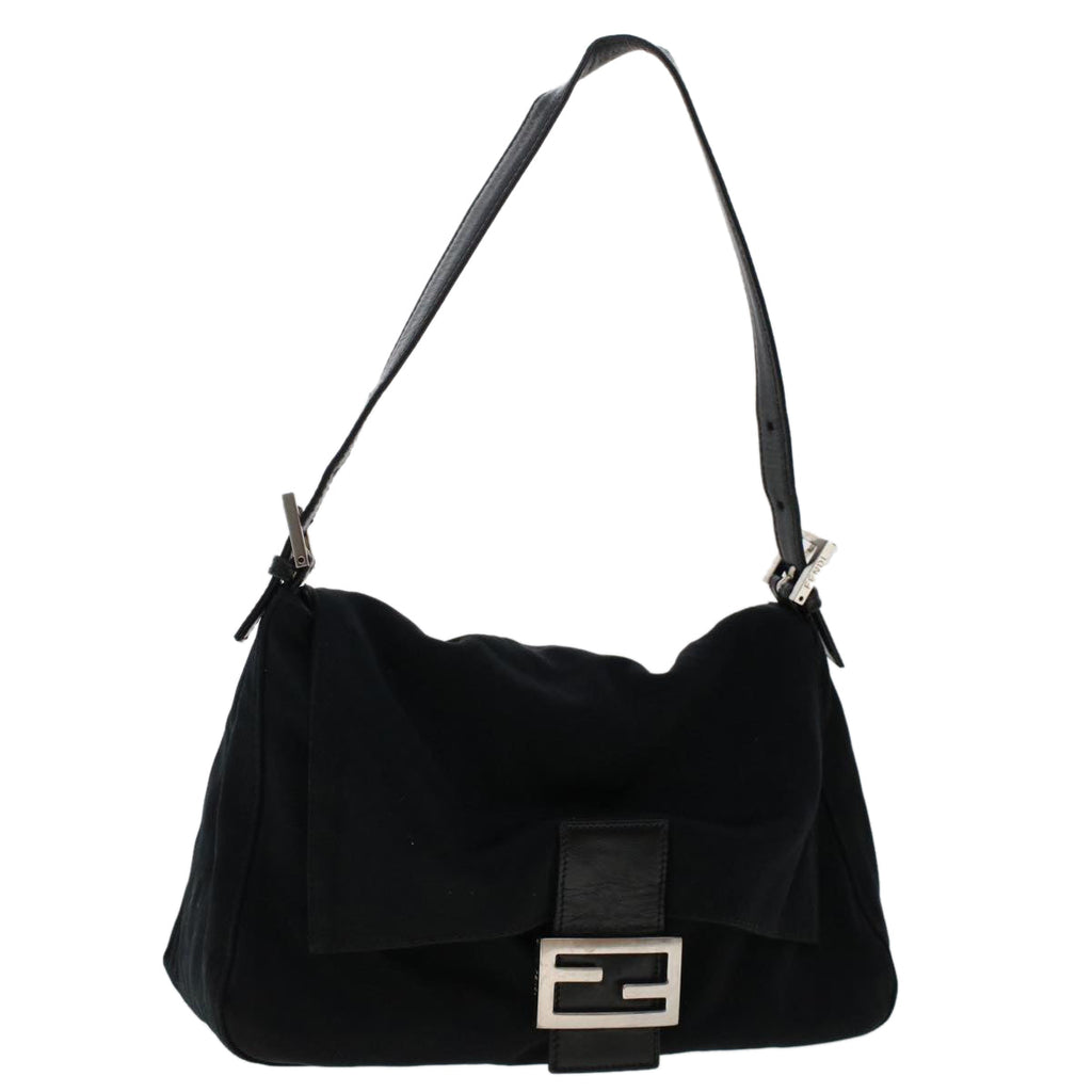 FENDI Mamma Baguette Shoulder Bag Nylon Black 49277