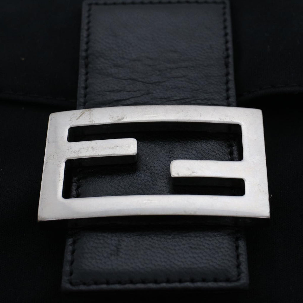 FENDI Mamma Baguette Shoulder Bag Nylon Black 49277