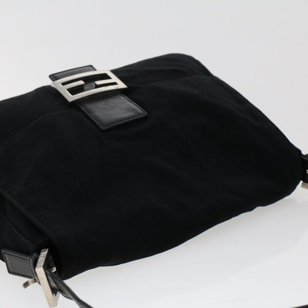 FENDI Mamma Baguette Shoulder Bag Nylon Black 49277