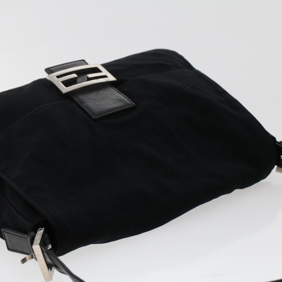 FENDI Mamma Baguette Shoulder Bag Nylon Black 49277