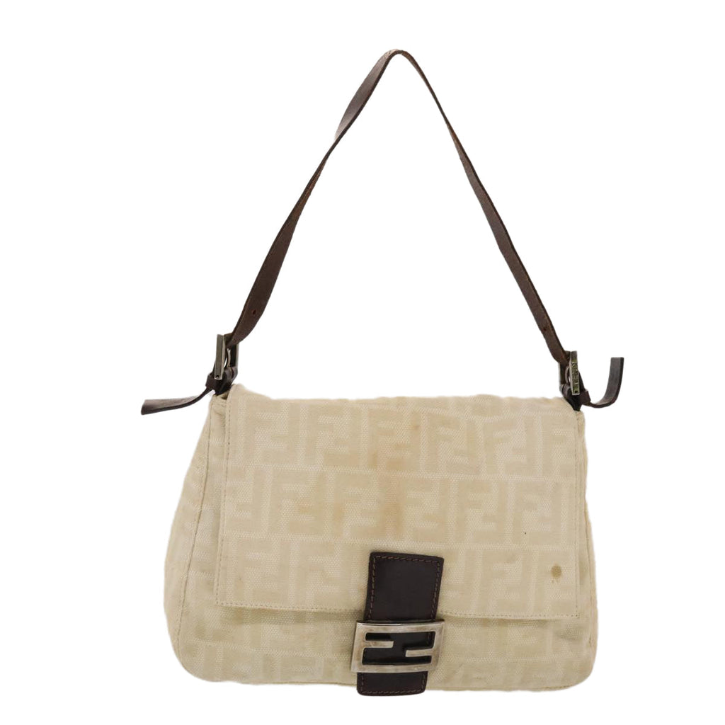 FENDI Zucca Canvas Mamma Baguette Shoulder Bag Canvas Beige Brown 49280