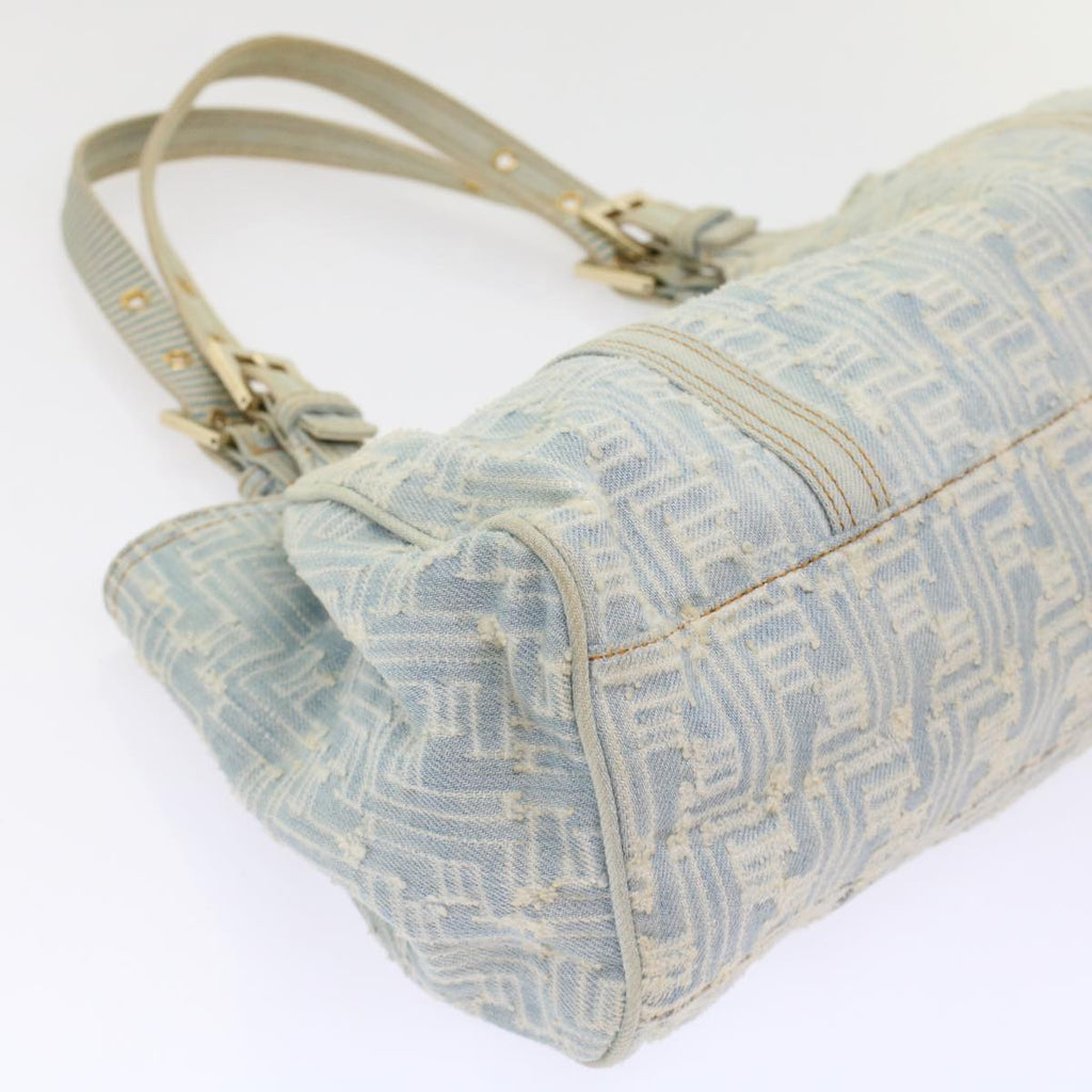 FENDI Zucca Canvas Mamma Baguette Shoulder Bag Denim Blue 49281