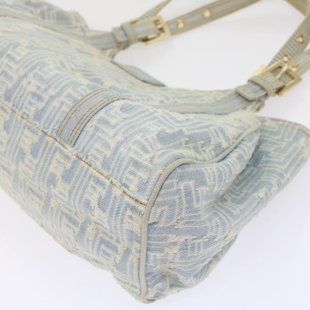 FENDI Zucca Canvas Mamma Baguette Shoulder Bag Denim Blue 49281