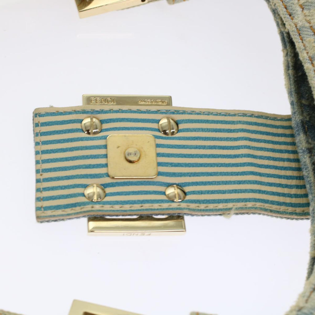 FENDI Zucca Canvas Mamma Baguette Shoulder Bag Denim Blue 49281