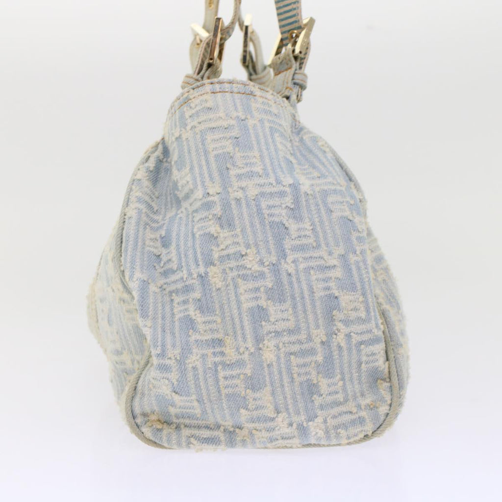 FENDI Zucca Canvas Mamma Baguette Shoulder Bag Denim Blue 49281