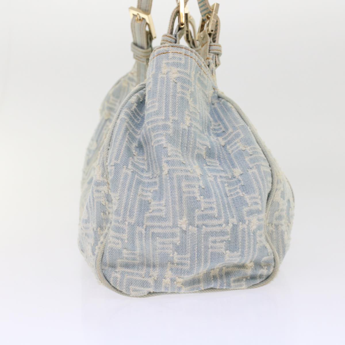 FENDI Zucca Canvas Mamma Baguette Shoulder Bag Denim Blue 49281