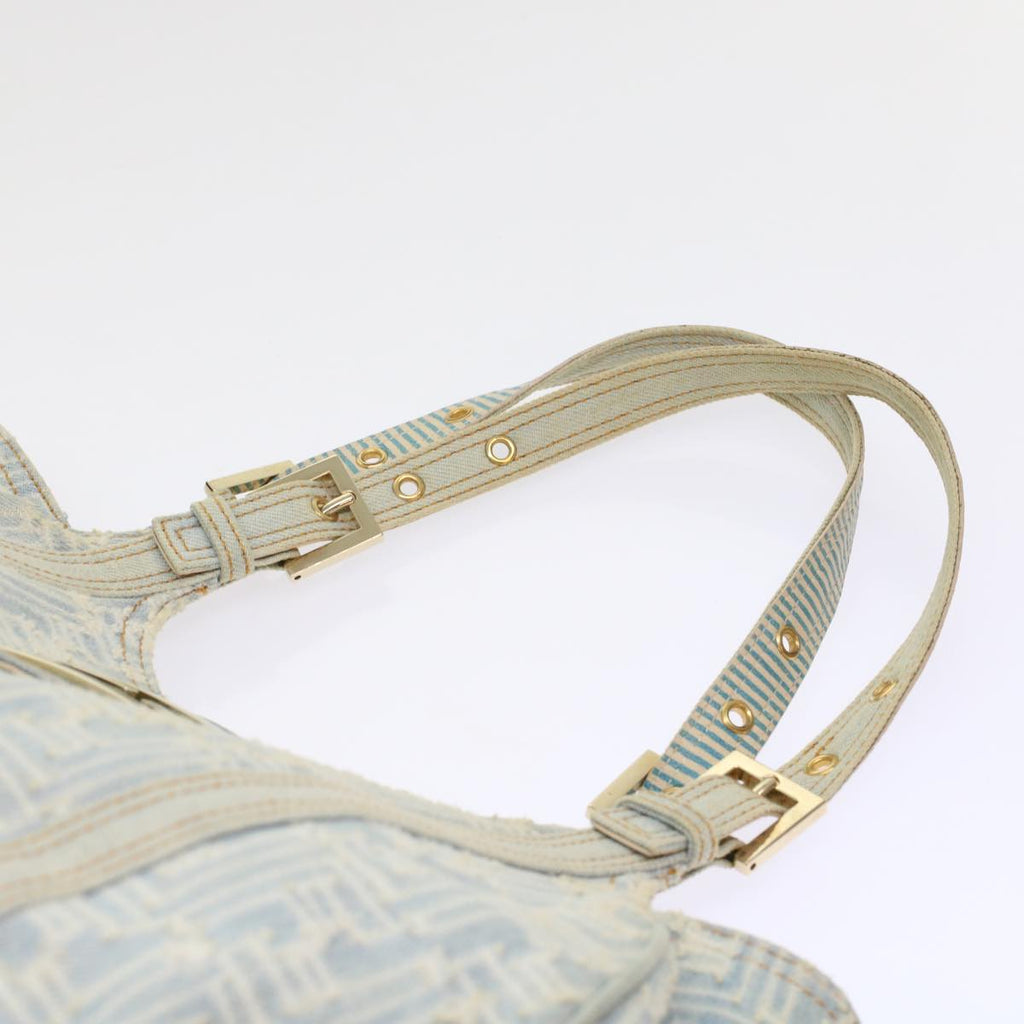 FENDI Zucca Canvas Mamma Baguette Shoulder Bag Denim Blue 49281
