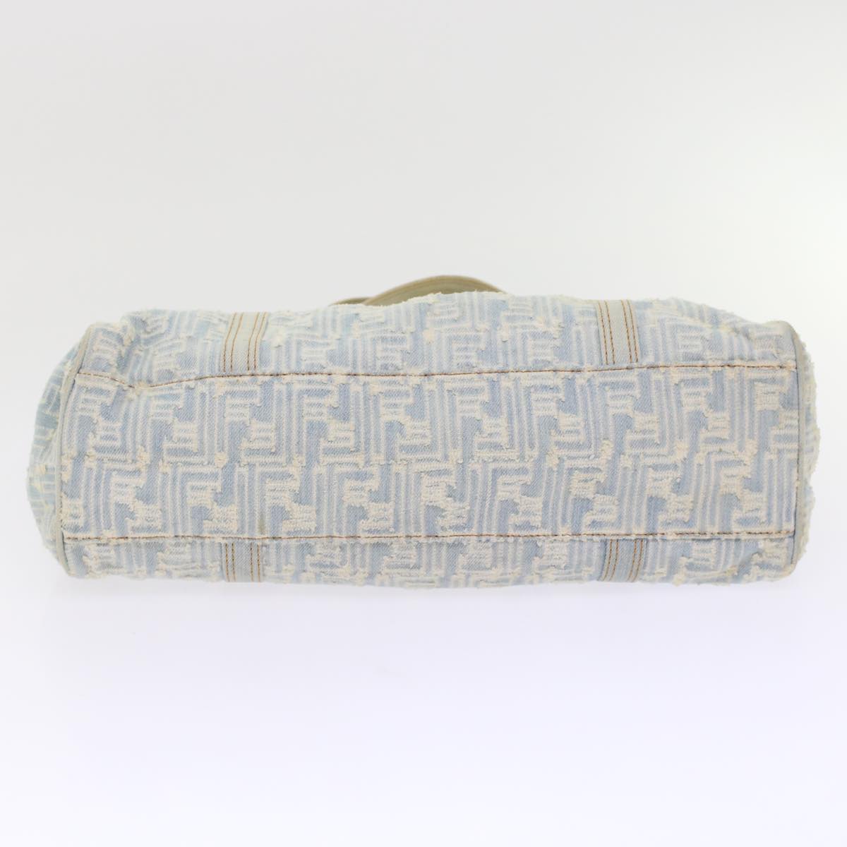 FENDI Zucca Canvas Mamma Baguette Shoulder Bag Denim Blue 49281