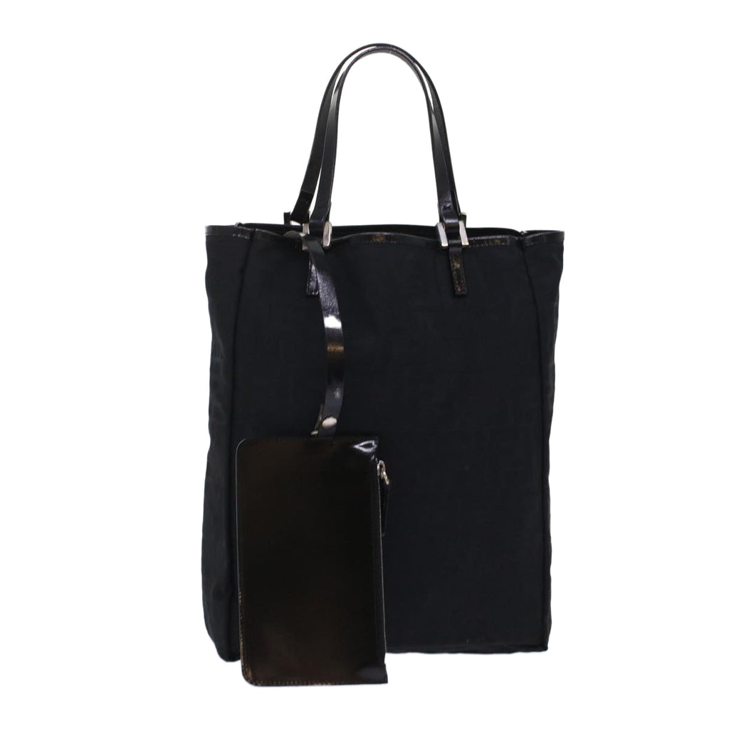 FENDI Zucchino Canvas Tote Bag Nylon Leather Black 49283