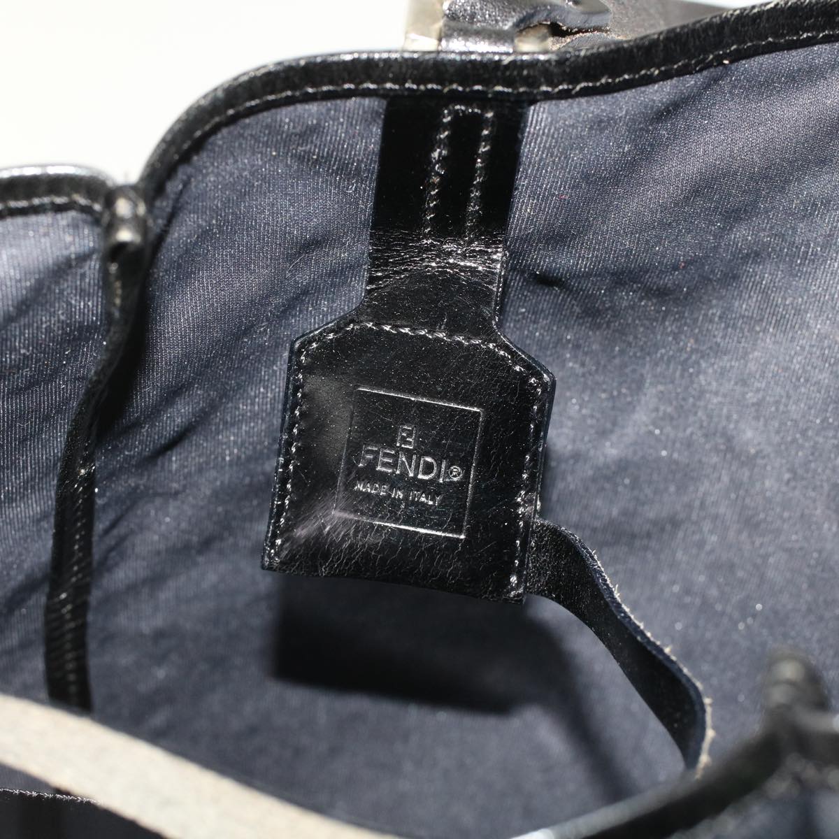 FENDI Zucchino Canvas Tote Bag Nylon Leather Black 49283