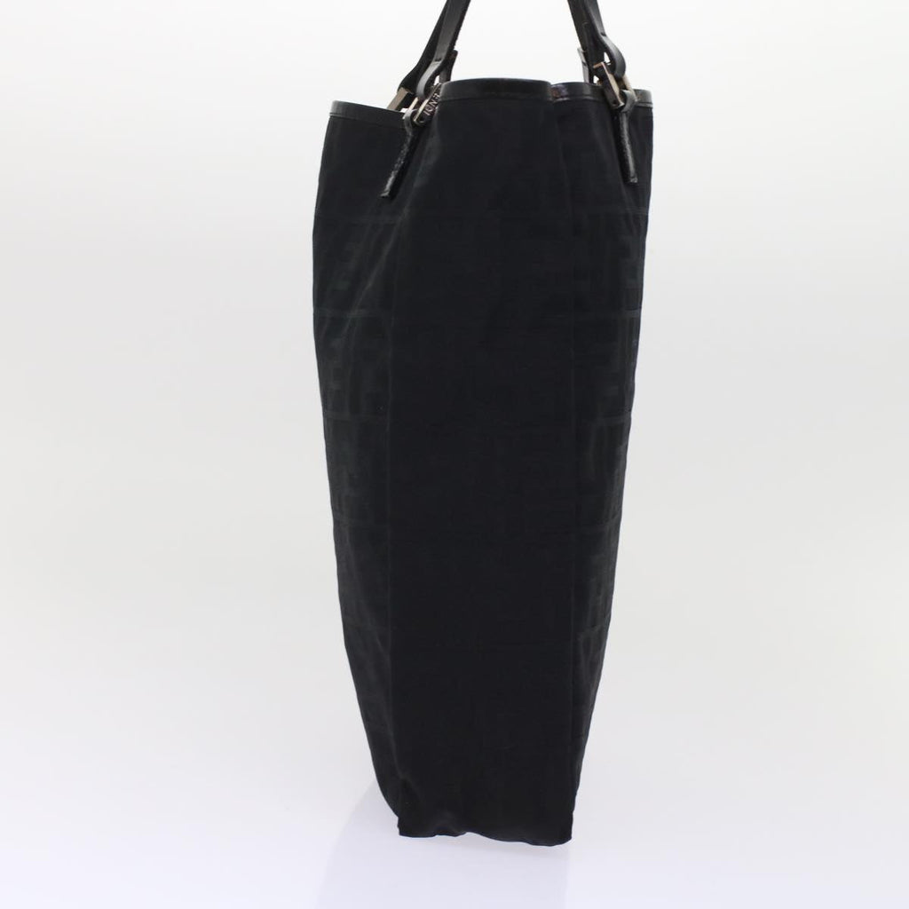 FENDI Zucchino Canvas Tote Bag Nylon Leather Black 49283