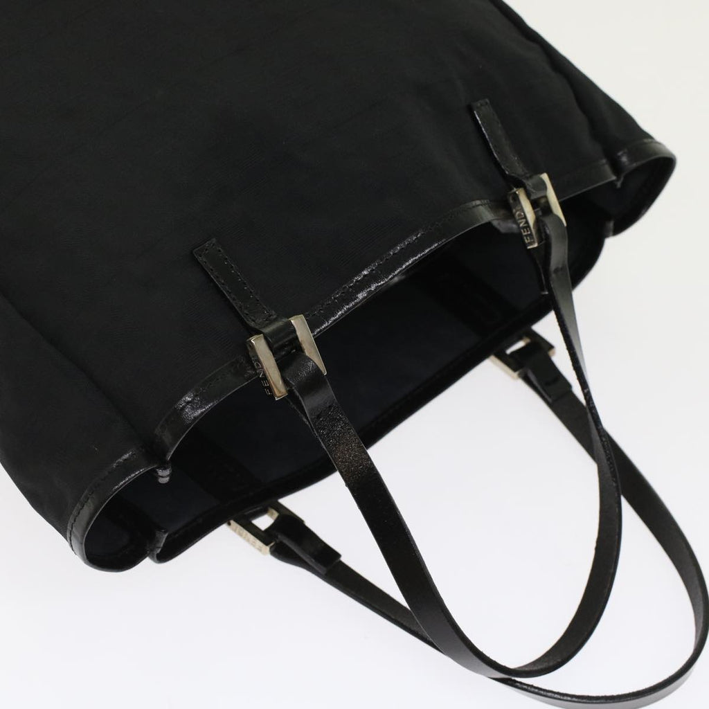 FENDI Zucchino Canvas Tote Bag Nylon Leather Black 49283