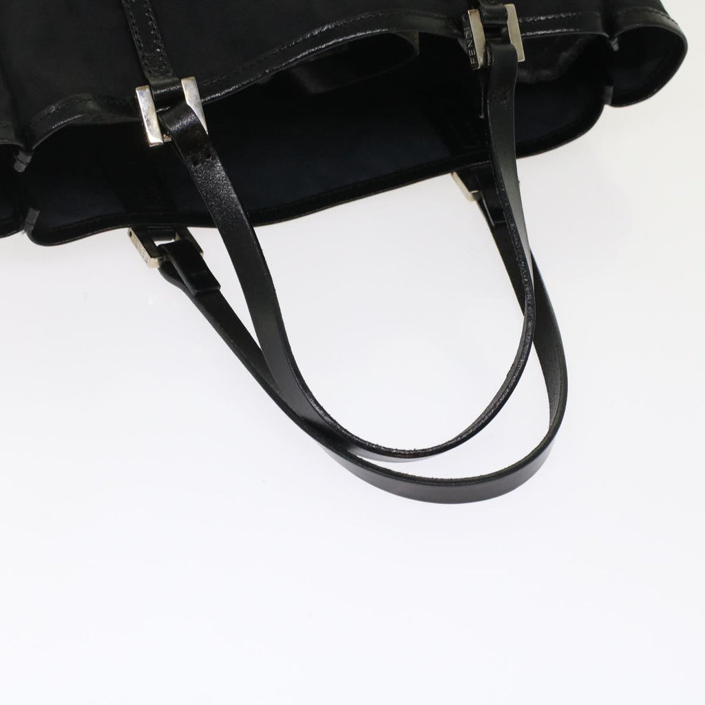 FENDI Zucchino Canvas Tote Bag Nylon Leather Black 49283