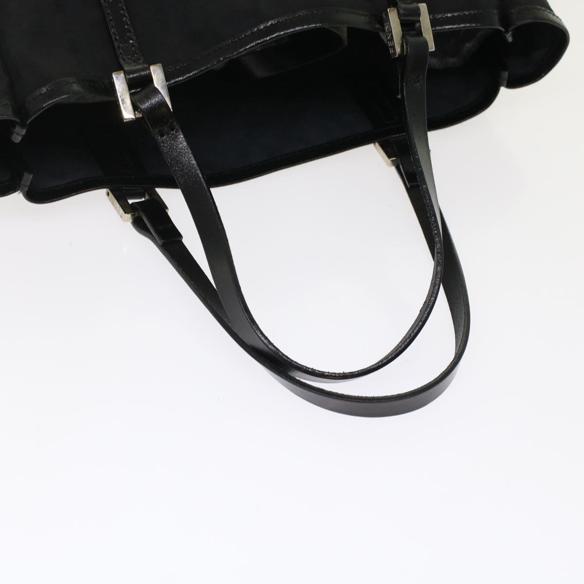 FENDI Zucchino Canvas Tote Bag Nylon Leather Black 49283