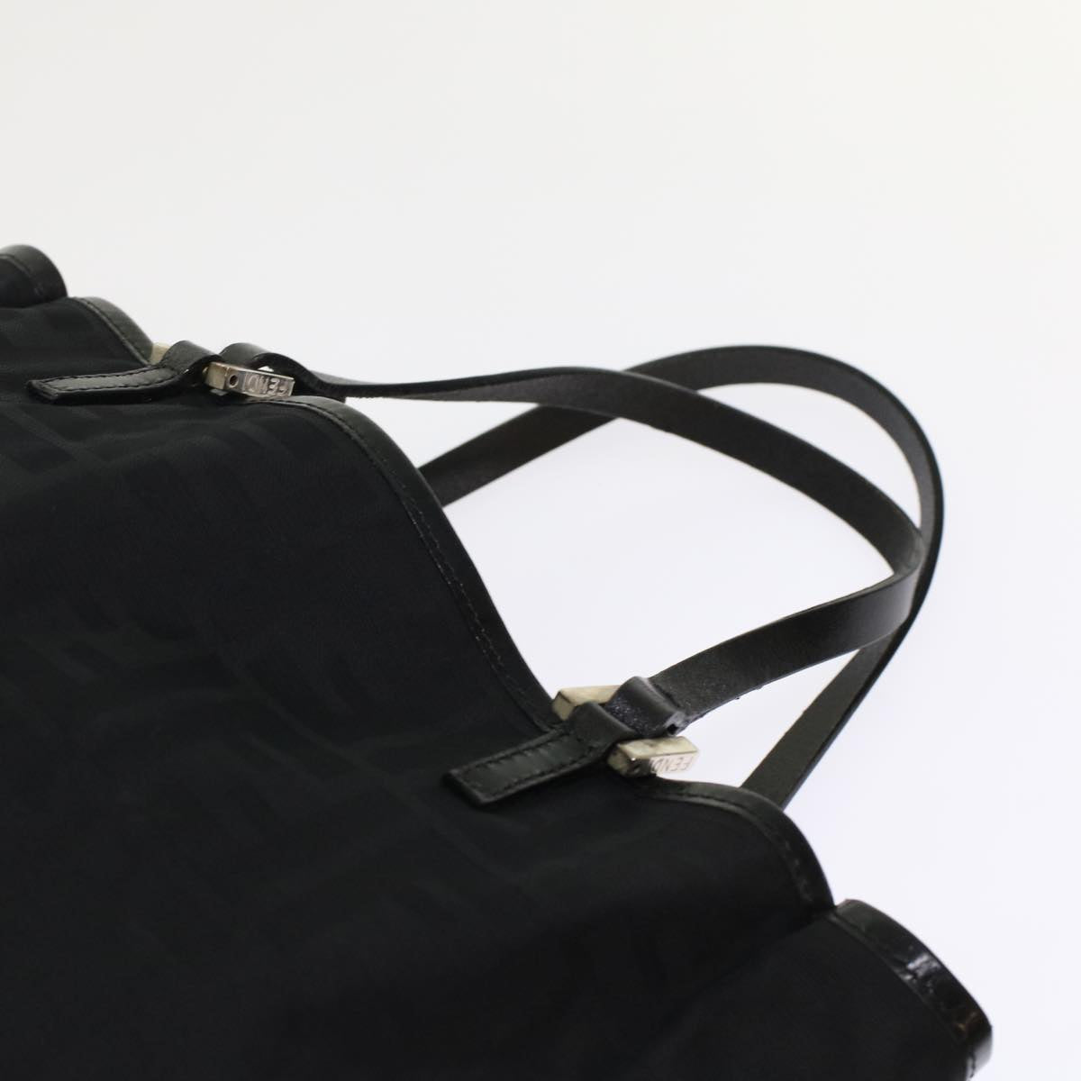 FENDI Zucchino Canvas Tote Bag Nylon Leather Black 49283