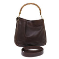 GUCCI Bamboo Hand Bag Leather 2way Brown 49284