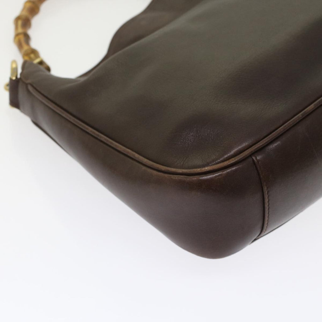 GUCCI Bamboo Hand Bag Leather 2way Brown 49284